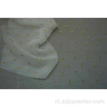 Polyester gouden lurex dot clip jacquard chiffon stof